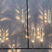 Lumière LED décorative extérieure moderne en acier inoxydable 304, design breveté, en forme de feuille de roseau, pour jardin, cour et pelouse