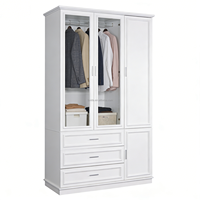 Armoire moderne en bois blanc à 4 portes et 3 tiroirs, grande capacité, gain de place, pour chambre à coucher, salon et hôtel