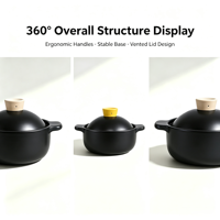 Marmite en céramique 3,6 L avec couvercle mat, résistante à la chaleur, pour cuisinières à gaz, compatible lave-vaisselle, antiadhésive, pour soupes et ragoûts
