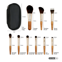 Échantillons gratuits de haute qualité manche en bois mini portable 9 pièces ensemble de pinceaux de maquillage en gros