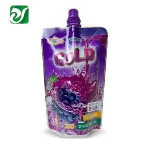Bolsa de plástico para bebida Bolsita de bico para embalagem de suco de uva líquido Stand Up 200ml personalizada