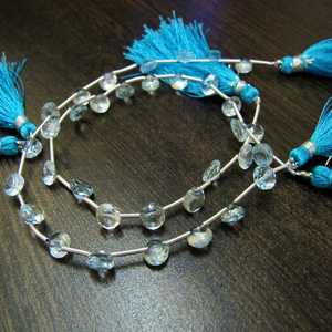 Perles de topaze bleue naturelle authentique, forme ronde, facettées, 3 mm, non traitées, brin de 8 pouces - Product Image 1