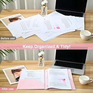 Porte-documents à deux poches avec classeur en plastique format lettre à 3 languettes et pochette, classeur en polypropylène pour le bureau et l'école - Product Image 5