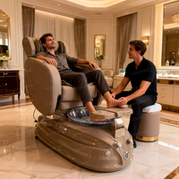 Fauteuil de pédicure électrique avec siège inclinable, drainage automatique, lampe LED (7 couleurs), fonctions de massage, design luxueux pour salon de manucure