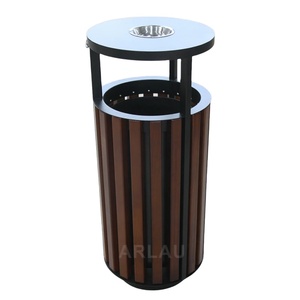 Poubelle extérieure grande poubelle en bois poubelle de parc à l'extérieur poubelle de recyclage commerciale publique avec <span class=keywords><strong>cendrier</strong></span> - Product Image 5