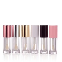 Tubes à lèvres en plastique de 6 ml avec bouchon à vis, transparents, grand pinceau, impression UV/offset, diamètre 19 mm, conception de logo personnalisée pour cosmétiques et soins de la peau