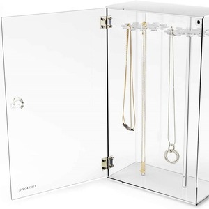 حامل قلادات أكريليك منظم للمجوهرات بـ <span class=keywords><strong>24</strong></span> خطافًا قابل للدوران حامل عرض صديق للبيئة قابل للطي لتخزين القلادات الشفافة - Product Image 2