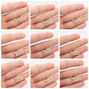 Oldภาษาอังกฤษ 1980 ถึง 2024 18K Gold Platedจํานวนสร้อยคอจี้เครื่องประดับสแตนเลสBirthปีสร้อยคอสําหรับ<span class=keywords><strong>วัน</strong></span><span class=keywords><strong>เกิด</strong></span> - Product Image 5