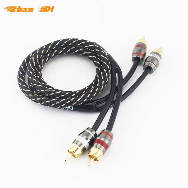 Wholesale 2 RCA to 2 RCA Car Audio Cable with Pure Copper Conductor PVC Material 1 Year Warranty Custom Length