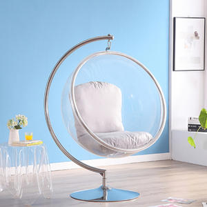 Ensemble de balançoires de patio de porche de jardin extérieur moderne et durable, chaise bulle suspendue en acrylique transparent de haute qualité, coussin à cadre métallique - Product Image 2