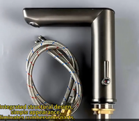 Nouvelle technologie sans alimentation externe, robinet à détection tactile noir, mélangeur d'eau chaude et froide, robinet de lavabo à détection tactile