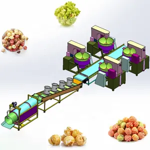 Volautomatische Bal Vorm Industriële Popcorn Ketel Maïs Maken Machine Pot Productielijn Fabriek Prijs