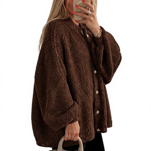 Cardigan en tricot épais pour femme, coupe ample, manches longues, boutonné, chaud, pour l'automne et l'hiver - Product Image 2