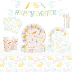 DAMAI Happy Easter Customized Disposable Paper Plates Easter Theme Tableware Paper Napkins Cups Table Supplies - Product Image 2