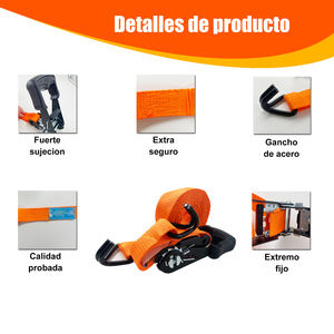 Sangle d'arrimage à cliquet renforcée 32mm X 5m avec crochets Sangle d'arrimage en polyester pour capacité 660KG-1320KG certifiée GS-024731 - Product Image 3