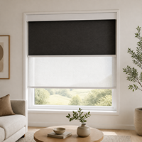 Stores à double rouleau manuels occultants en tissu polyester à double couche filtrant la lumière et offrant l'intimité, avec cordon perlé, sur mesure
