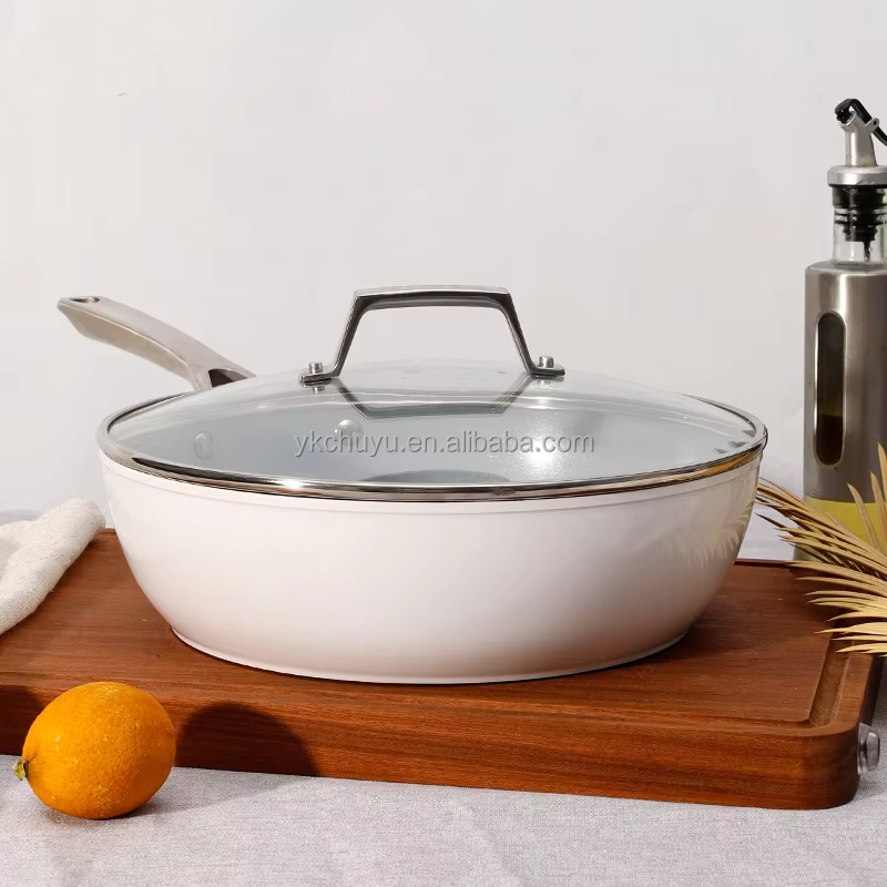 Bobikuke Poêle à Frire Antiadhésive 24 cm avec couvercle, D'aluminium