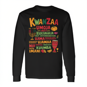 T-shirt à manches longues Kwanzaa Seven Principles Nguzo Saba, vêtements de fête afro-américains - Product Image 2
