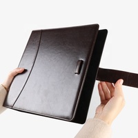 Henwei Classeur en cuir PU de qualité personnalisé, marron, avec anneaux et trous, clip durable, couvertures OEM ODM, accepte la personnalisation des classements