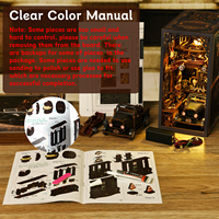 Kit de bricolage écologique fait main de luxe pour niche à livres, puzzle 3D en bois, kit maison miniature avec lumière LED, insert décoratif pour étagère, créatif
