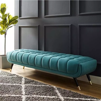 Tabouret de canapé en velours de luxe léger, design américain, pieds en métal, ottoman long nordique, banc à chaussures, salon, chevet, usage domestique