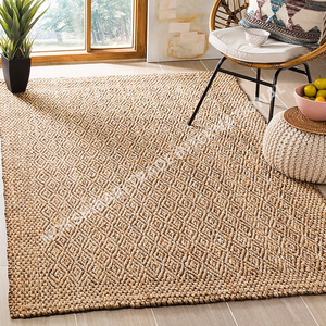 Alfombra redonda de yute Forma circular Diseño único Opción versátil para entradas Salas de juegos y soluciones decorativas de espacio pequeño - Product Image 3