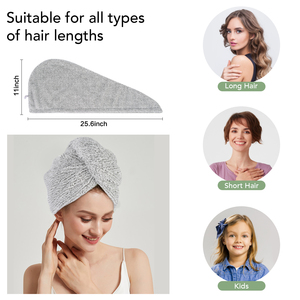 <span class=keywords><strong>Serviette</strong></span> à <span class=keywords><strong>cheveux</strong></span> en fibre de <span class=keywords><strong>bambou</strong></span> du fabricant, <span class=keywords><strong>serviette</strong></span> enveloppante à séchage rapide, <span class=keywords><strong>serviette</strong></span> super absorbante avec bouton en velours corail - Product Image 2