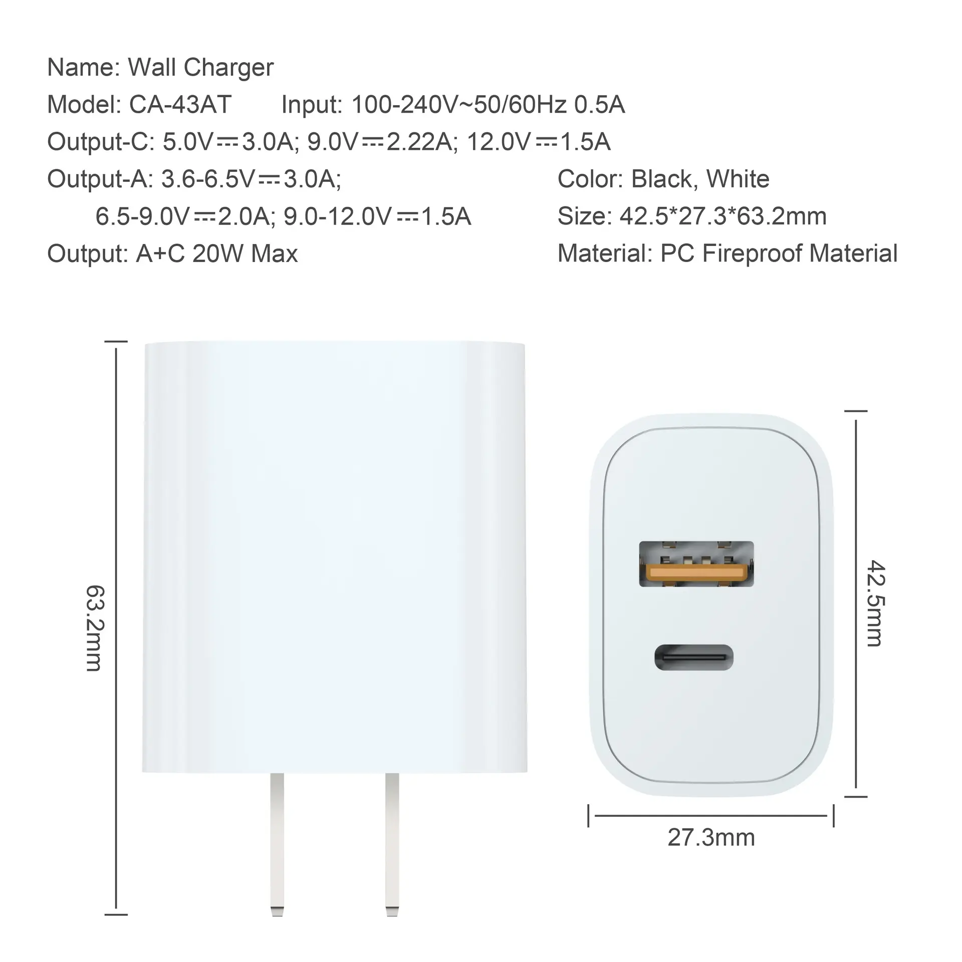 logo custom 20w pd usb c Dual Port Pd wall charger US EU UK block plug 20w Pd Wall Charger for iphone