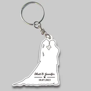 Personalize White 100 Custom Small Gift Wedding Souvenir Favors Key Ring For Guest Fan