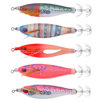 Leurre en bois pour crevettes, appât vivant, en boîte, 8cm 6g, hameçon horizontal pour calamar, hameçon explosif, leurre artificiel lumineux à coulée lente