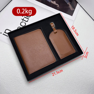 Porte-billets d'<span class=keywords><strong>avion</strong></span> de voyage avec logo personnalisé porte-documents sac bagages crochet de sécurité porte-passeport en cuir PU ensemble d'étiquettes à bagages boîte-cadeau - Product Image 2