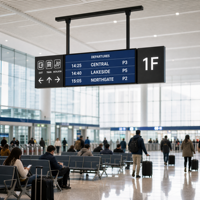 Affichage numérique suspendu à double écran étiré LCD pour salle d'attente de gare ferroviaire, gestion cloud Wi-Fi