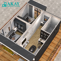 Maison préfabriquée modulaire à ossature plate de 2 chambres, 20 pieds x 40 pieds, construction rapide, avec toilettes, salle de bain et cuisine