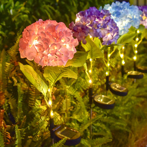 Solar-Powered LED Small Three-Head <b>Hydrangea</b> <b>Artificial</b> Flower Outdoor Garden Wedding Decoration IP65 Lithium Polymer Battery CE - Product Image 1