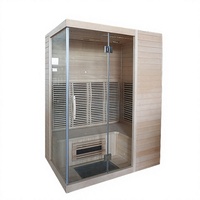 Rumah Sauna Uap Kering Inframerah Jauh 6 Orang Desain Modern Terlaris dari Kayu Spruce Solid Gaya Tradisional dengan Jendela Transom