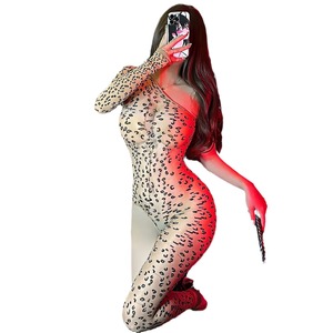Ingrosso Bodystocking Leopardato Sexy con Apertura all'Inguine, Catsuit Trasparente, Lingerie con Stampa Animalier per Donne - Product Image 1