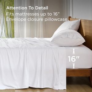 Ensemble de draps en bambou respirants, absorbants l'humidité, rafraîchissants et doux pour les personnes qui ont chaud la nuit - Product Image 3