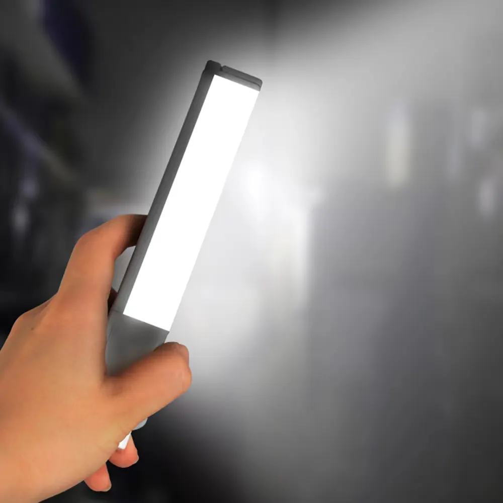 Портативная Светодиодная лампа с датчиком движения, Ночной светильник с аккумулятором и зарядкой от USB, меняющий цвет, на магните, для лестниц