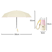 Parapluie de poche ultra-léger 5 plis avec logo personnalisé OEM, revêtement noir, portable, pour les vacances d'été, idéal pour le branding professionnel
