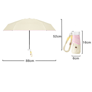 <span class=keywords><strong>Parapluie</strong></span> de poche ultra-léger 5 plis avec logo personnalisé OEM, revêtement noir, portable, pour les vacances d'été, idéal pour le branding professionnel - Product Image 5
