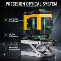Niveau laser vert 3D à 12 lignes, 360 degrés, auto-nivelant, outil d'alignement avec base de levage pour la pose de carreaux muraux et de sols