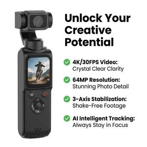 Cámara con Gimbal de Seguimiento Automático Inteligente, 64 Millones de Píxeles, Antivibración, Estabilizador Portátil para Vlogs, para Creadores de Contenido - Product Image 1