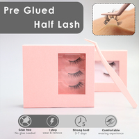 Vente en gros artisanale 100% Bande de cils adhésive sans cruauté aux animaux Faux cils 3D étanches à presser à l'aspect naturel Bande complète