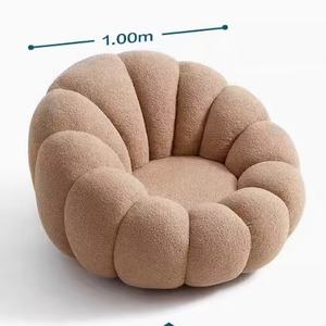 Fauteuil de relaxation individuel rond de luxe moderne, en éponge haute résilience, revêtement en coton et lin, design convertible - Product Image 5