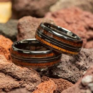 Nouvelle Collection 2024 : Bague Saristocratique en Acier Inoxydable de Haute Qualité 8MM, Motif Corde de Guitare et Bois de Cask, Bijou pour <span class=keywords><strong>Homme</strong></span>, Cadeau de Fête - Product Image 3