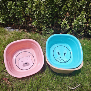 Bassin en plastique pour enfants, dessin animé, 28x10cm, forme irrégulière durable, pour le lavage et les soins des pieds, couleurs mélangées - Product Image 3