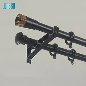 Hotel Decor Ceiling Curtain Rods And Accessories Curtain Rod Holder Metal Curtain Poles Double Set