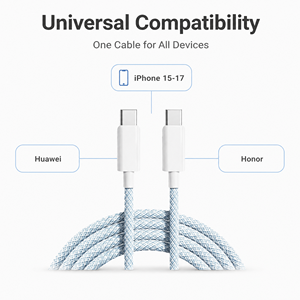 Fast Charging <b>Cable</b> Type C to Type C 67W PD Nylon Braided Universal for Mobile Phone Pure Copper Conductor - Product Image 2