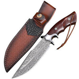 Couteau droit de survie pour le camping en plein air, manche en bois DC53, vente en gros, défense personnelle, tranchant, durable, petit, chasse en milieu sauvage, OEM - Product Image 1