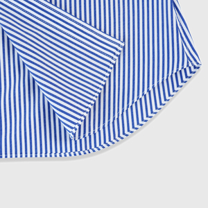 TOWNKANA Factory Custom100 % algodón <span class=keywords><strong>azul</strong></span> <span class=keywords><strong>y</strong></span> <span class=keywords><strong>blanco</strong></span> <span class=keywords><strong>rayas</strong></span> corazón bordado <span class=keywords><strong>Polo</strong></span> cuello manga larga Camisa de algodón ropa de <span class=keywords><strong>mujer</strong></span> - Product Image 5